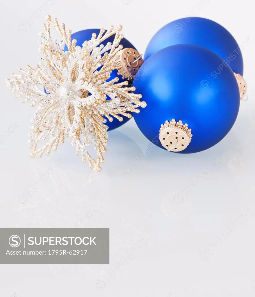 Studio shot of blue Christmas ornament