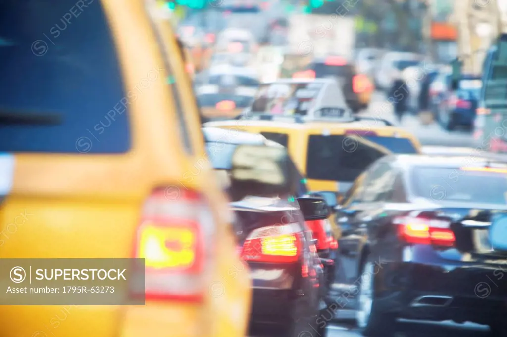 USA, New York state, New York city, cars in traffic jam