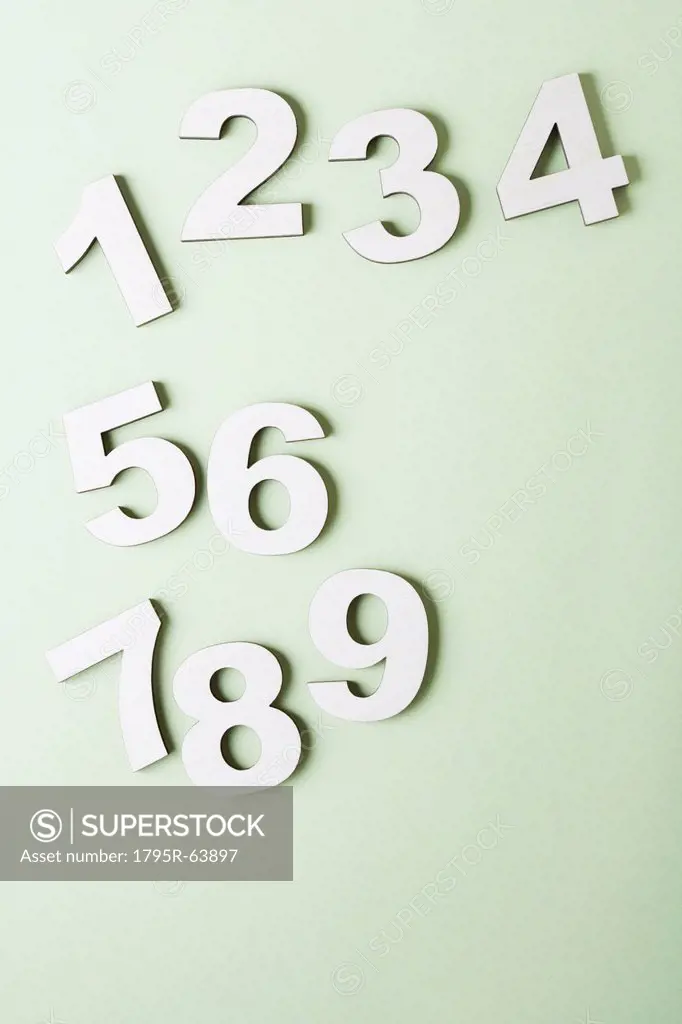 Numbers on white background, studio shot