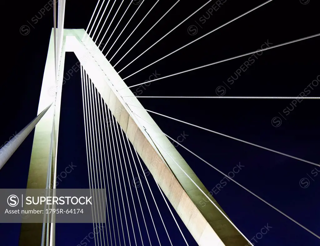 USA, South Carolina, Charleston, Detail of Arthur Ravenel Jr. Bridge