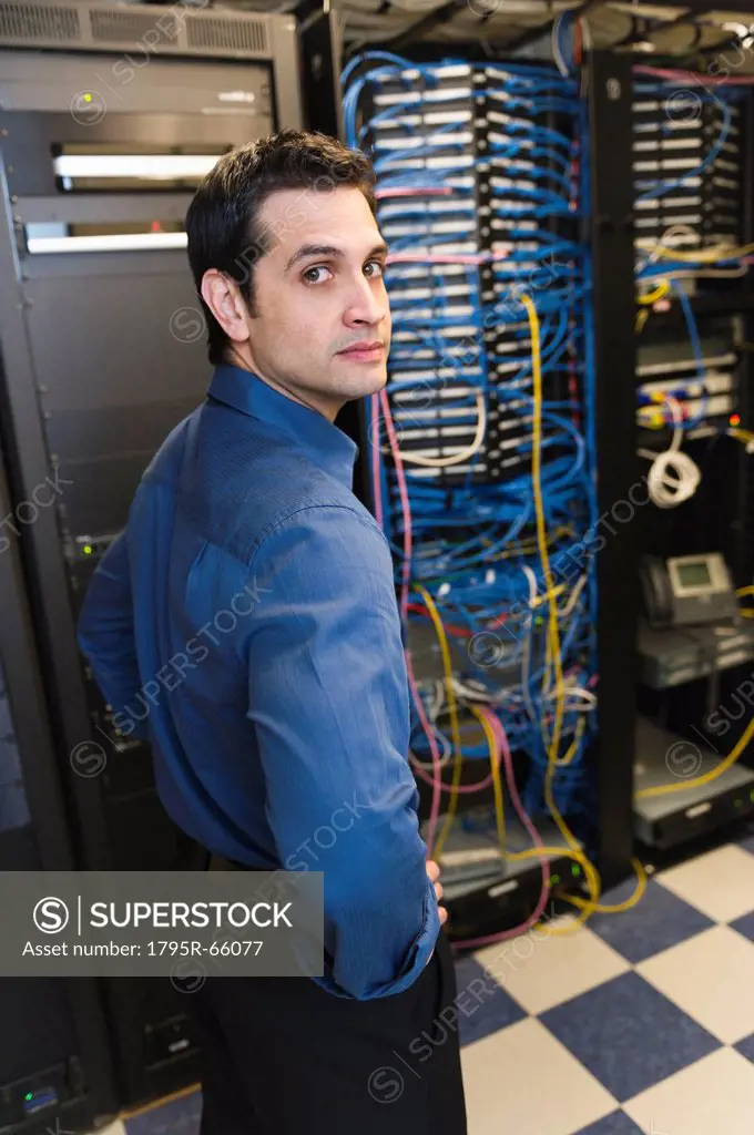 Portrait of male IT support technician