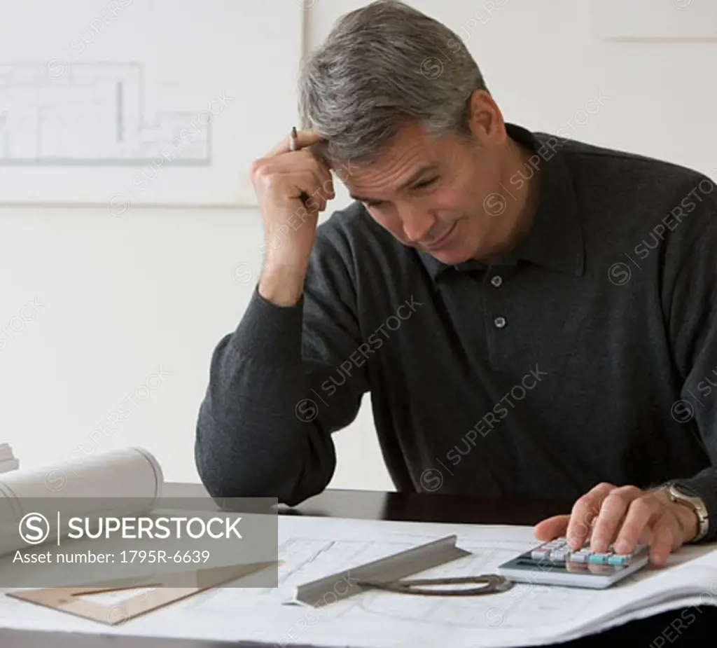 Male architect working at desk