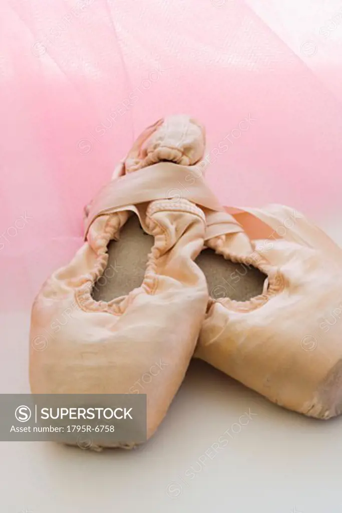 Close-up of ballet pointe shoes