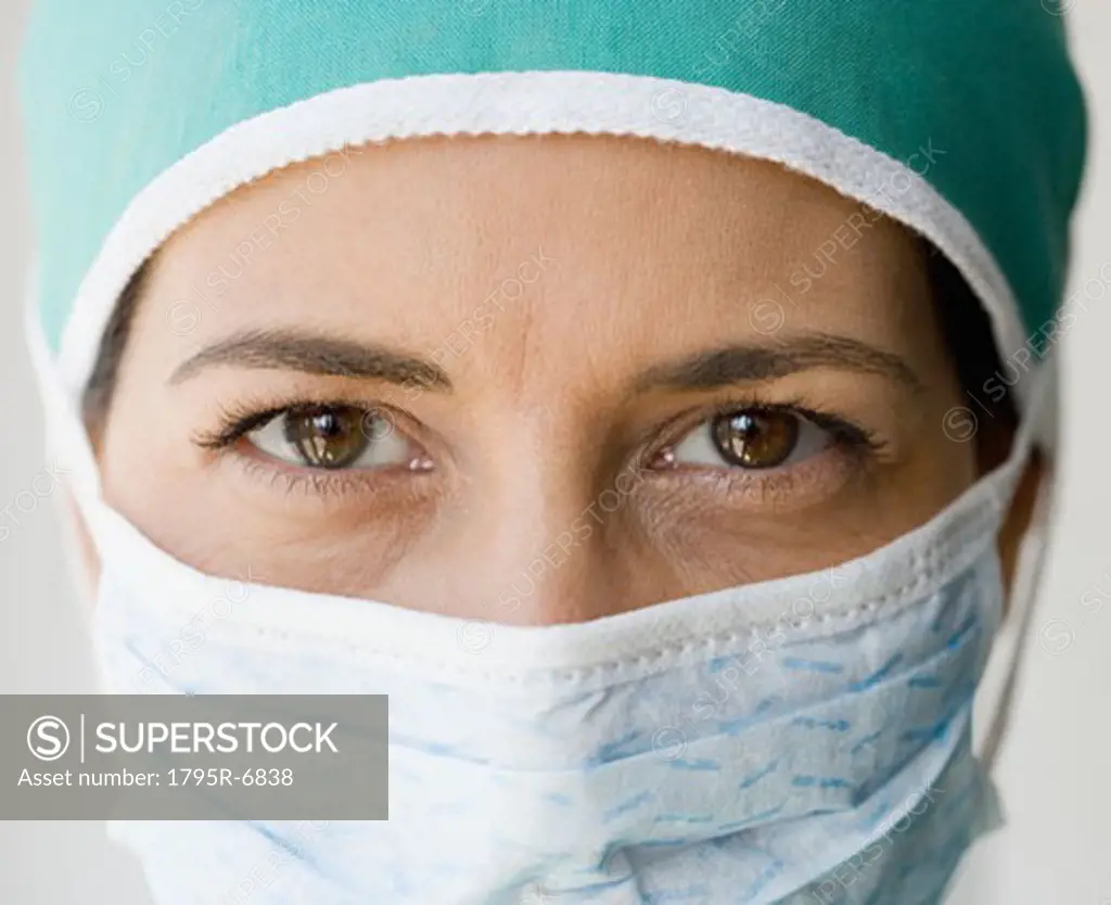 Close-up of female doctor wearing surgical mask