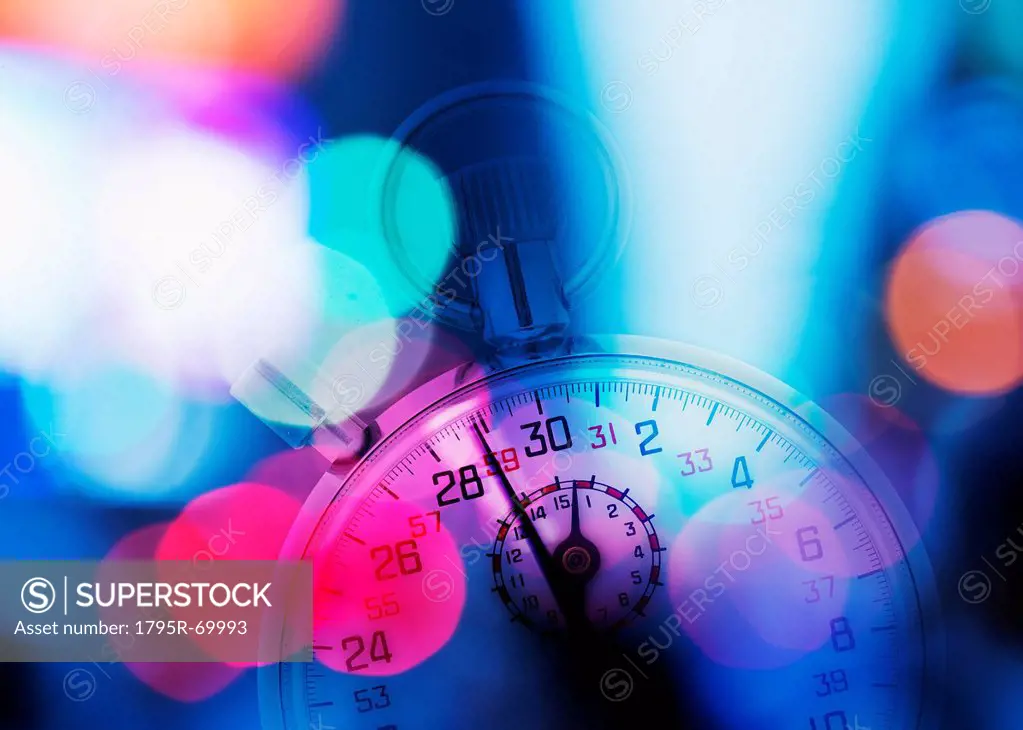 Stopwatch and colorful lights