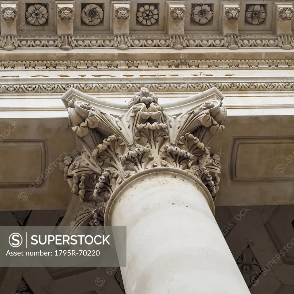 UK, London, Royal Exchange, Detail of column