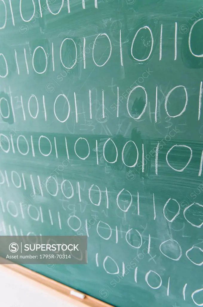 Binary code on blackboard