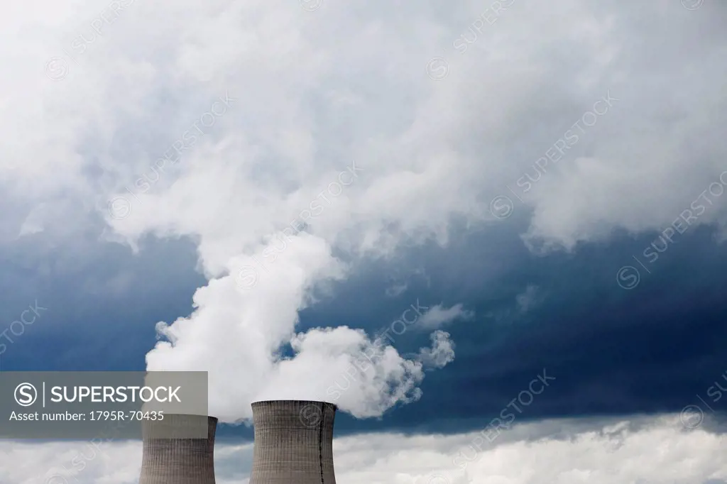 France, Rocroi, Cooling towers of nuclear power plant