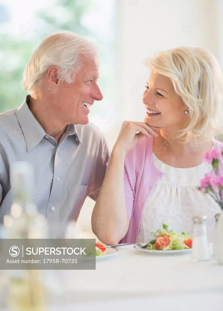 Couple enjoying healthy meal in restaurant