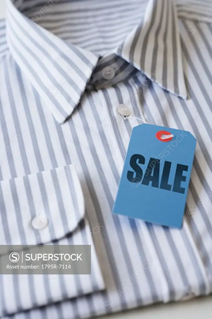 Sale tag on men's shirt