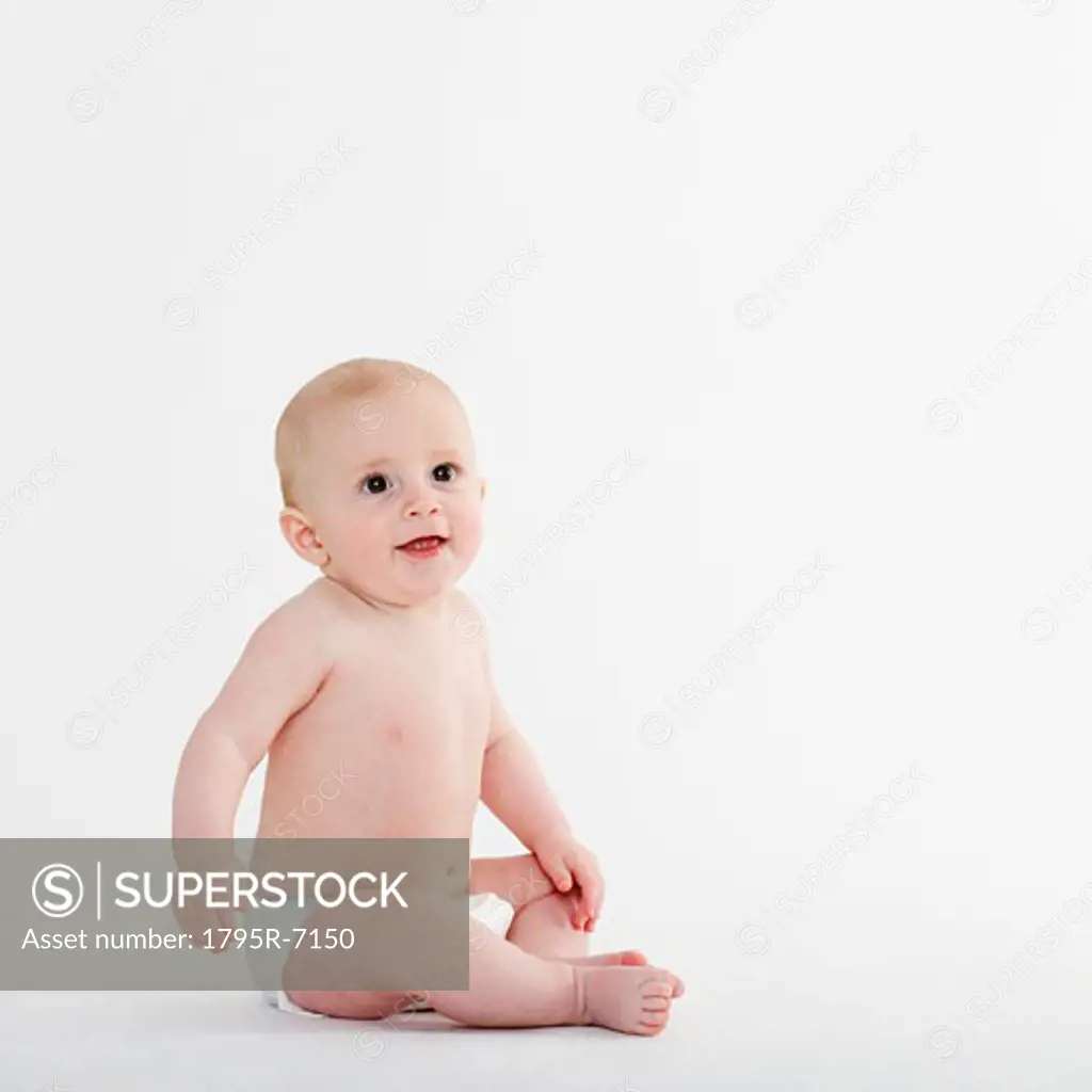 Studio shot of baby in diaper