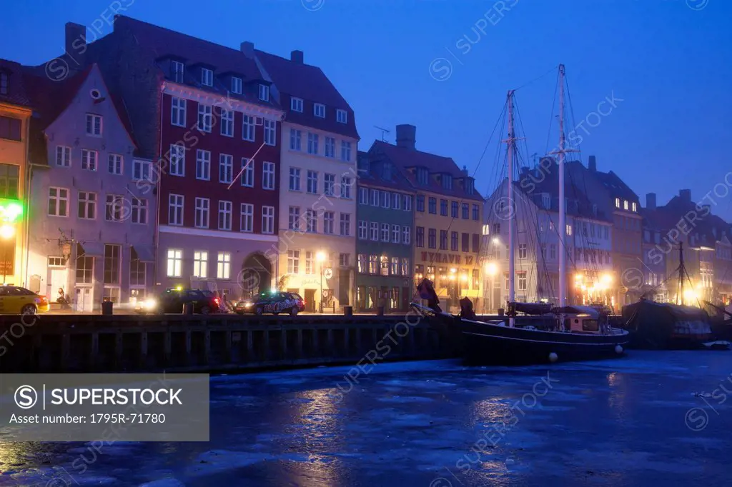 Nyhavn district on early winter morning