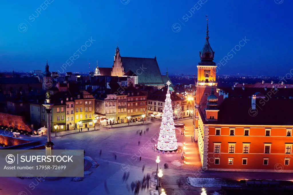 Castle Square, Sigismund´s Column and Royal Castle in Christmas time