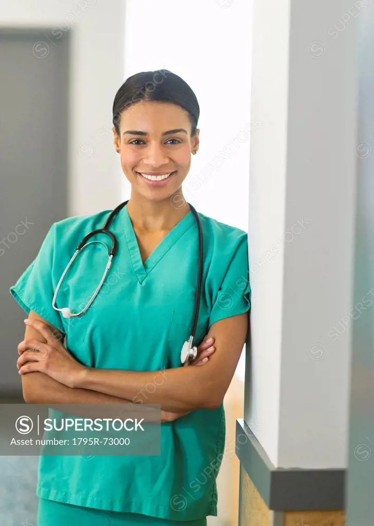Portrait of female nurse in hospital