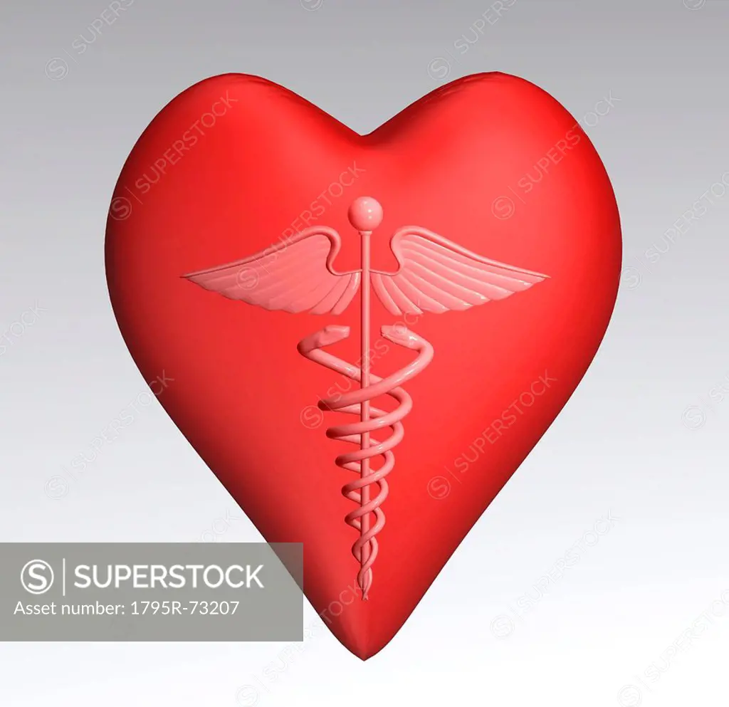 Red heart with Caduceus inside