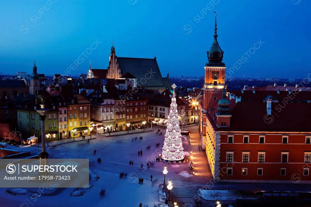 Castle Square, Sigismund´s Column and Royal Castle in Christmas time