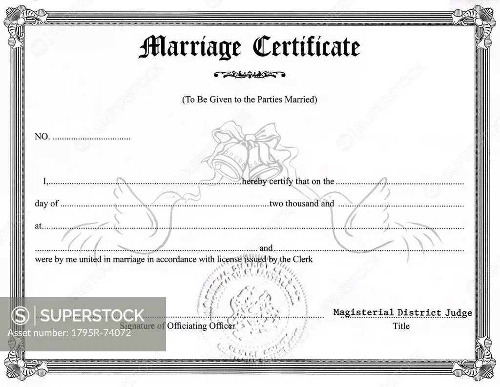 Close_up view of marriage certificate