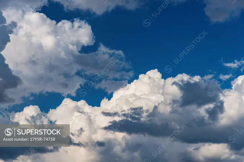 Puffy clouds on sky