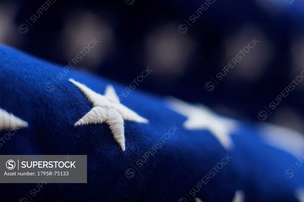 Detail of US flag, studio shot