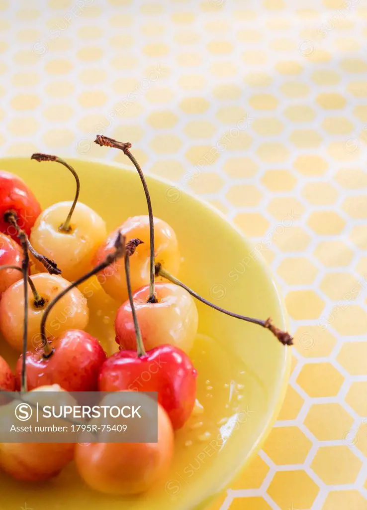 Cherries on plate