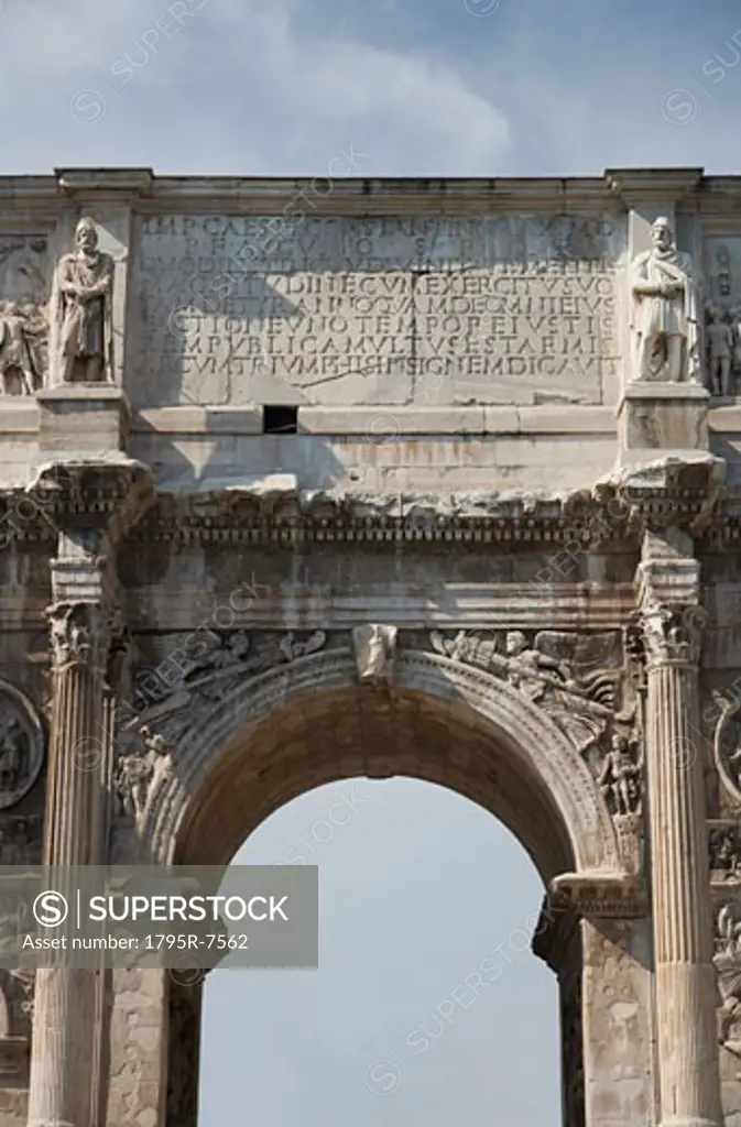 Close-up of the Arch of Constantine, Italy