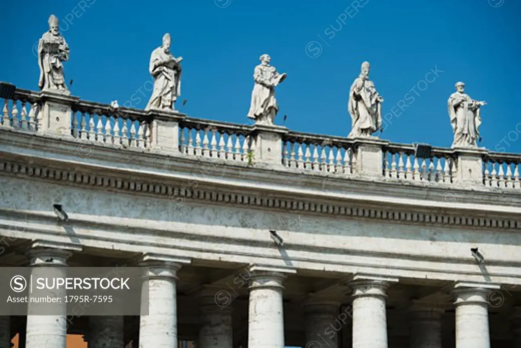 Statues on colonnade at St. Peter's Basilica, Italy