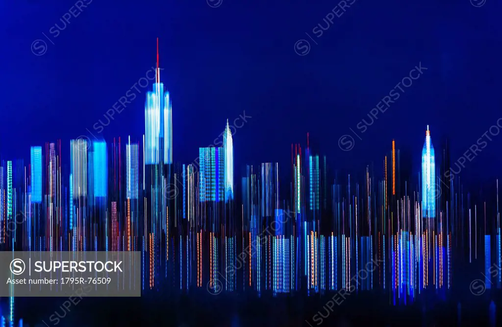Digitally blurred skyline of Manhattan