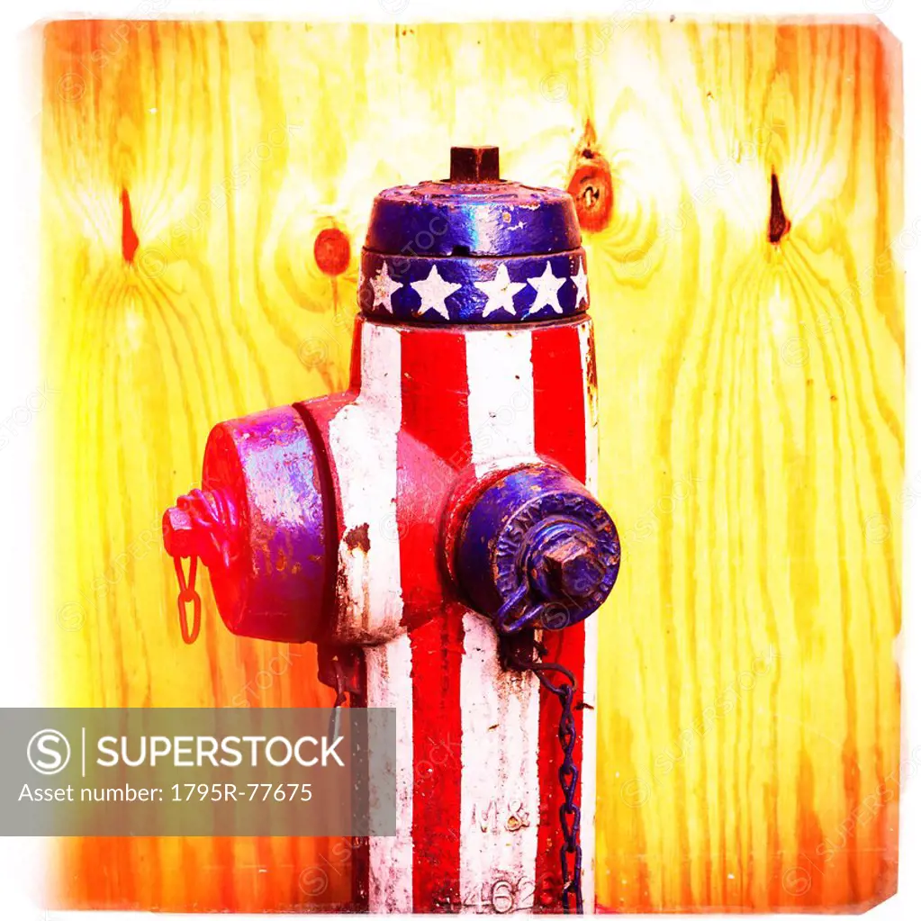 Fire hydrant with American flag pattern