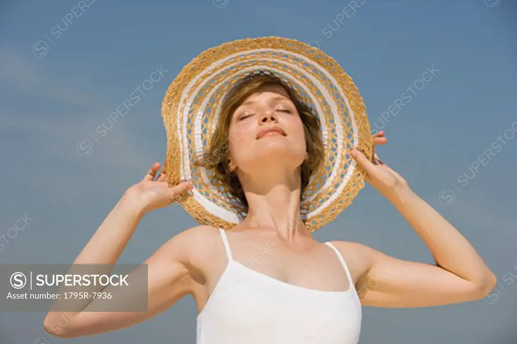 Woman wearing sunhat
