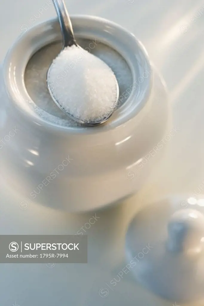 Spoon on sugar bowl