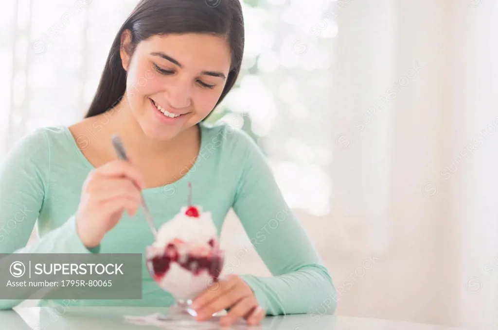 Teenage girl 16_17 eating ice_cream