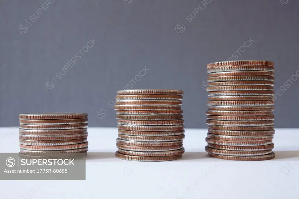 Coins arranged as bar chart