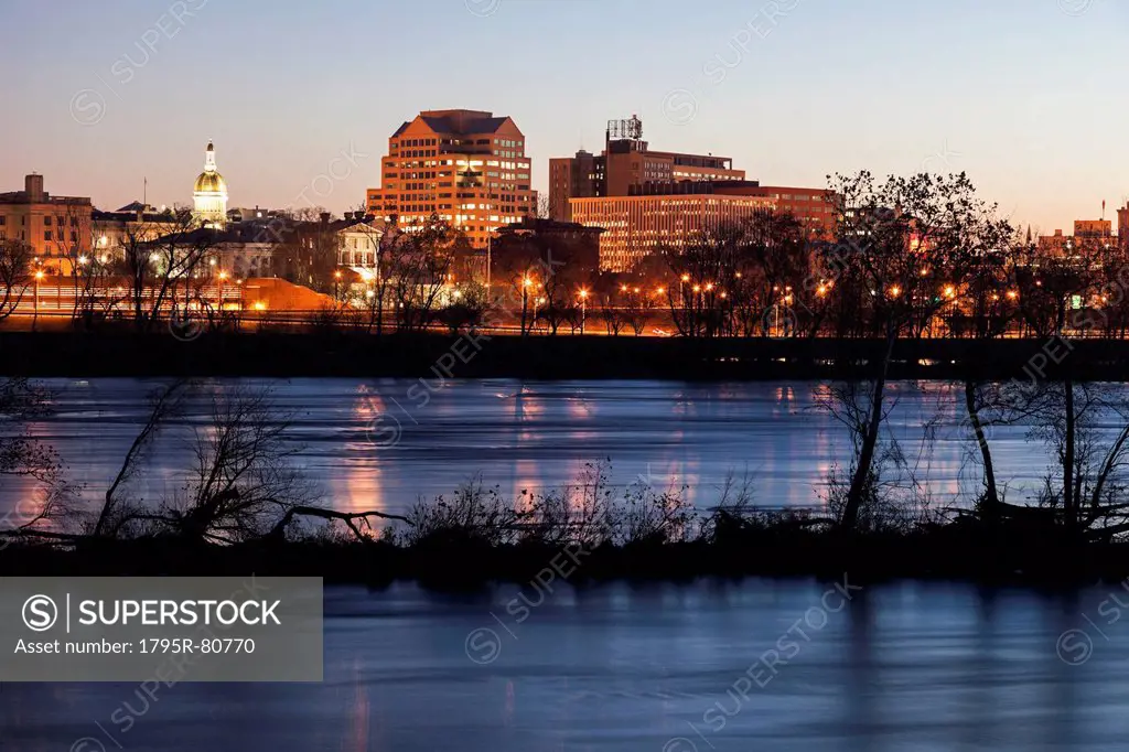 New Jersey, Trenton, Cityscape at night