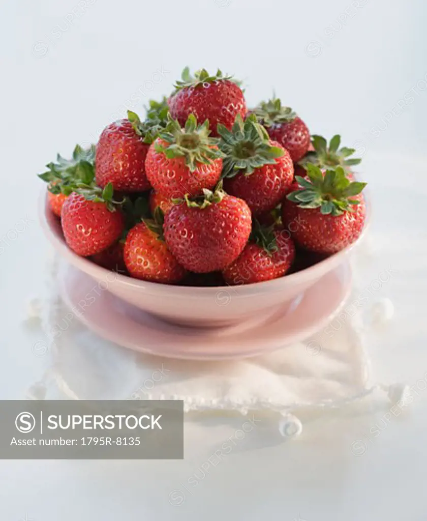 Close-up of bowl of strawberries