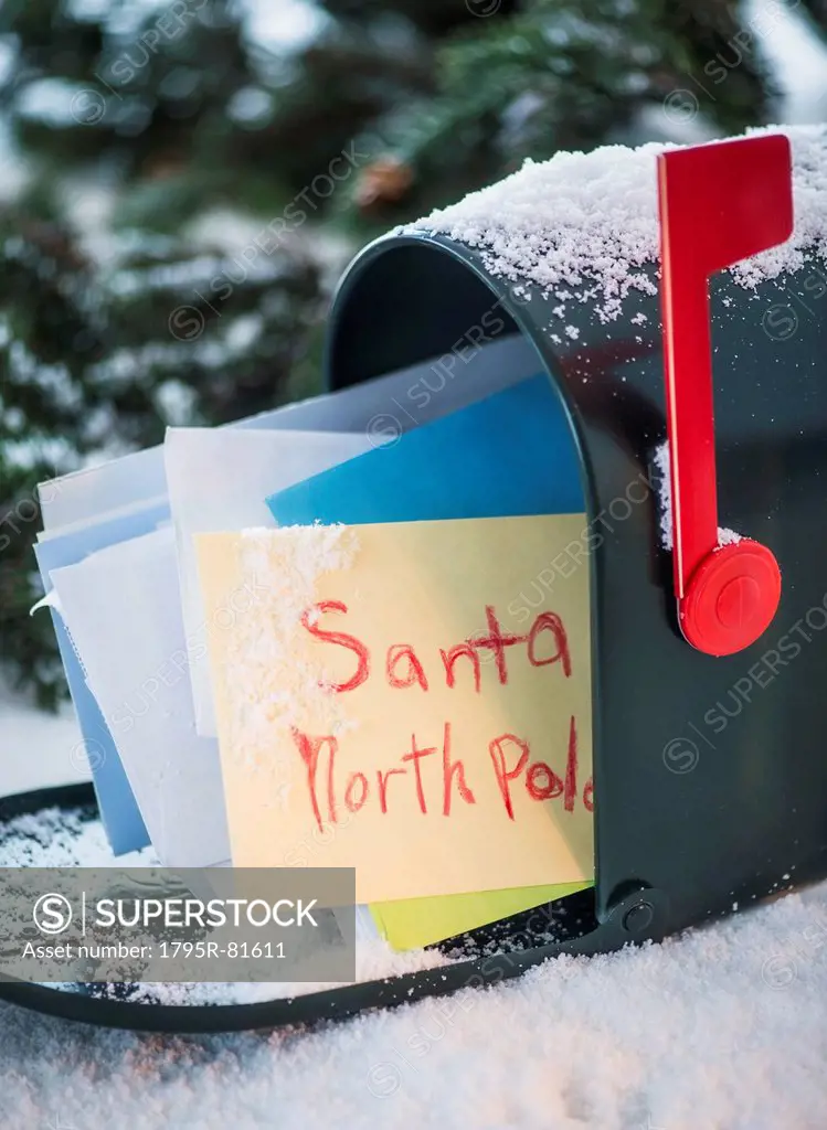 Letter to Santa Claus in mailbox