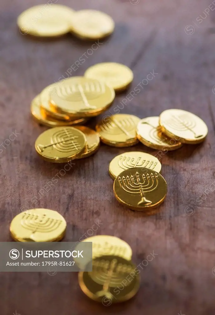Heap of chocolate coins