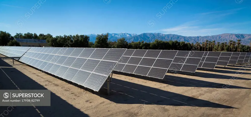 Solar panels on desert