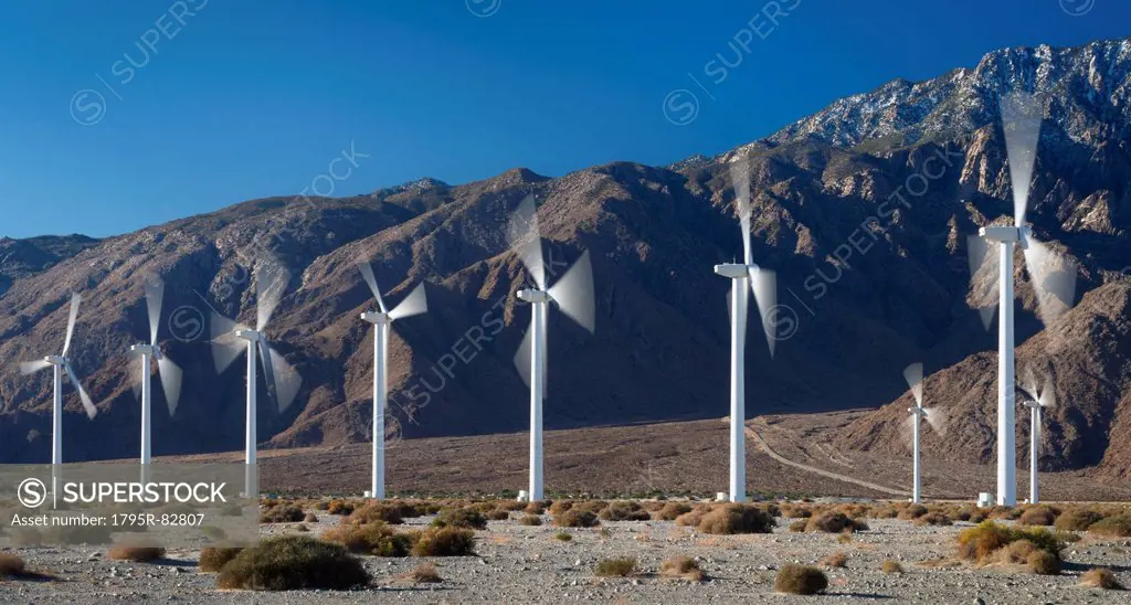 Wind turbines on desert