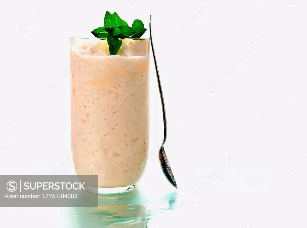 Fruit smoothie in tall glass