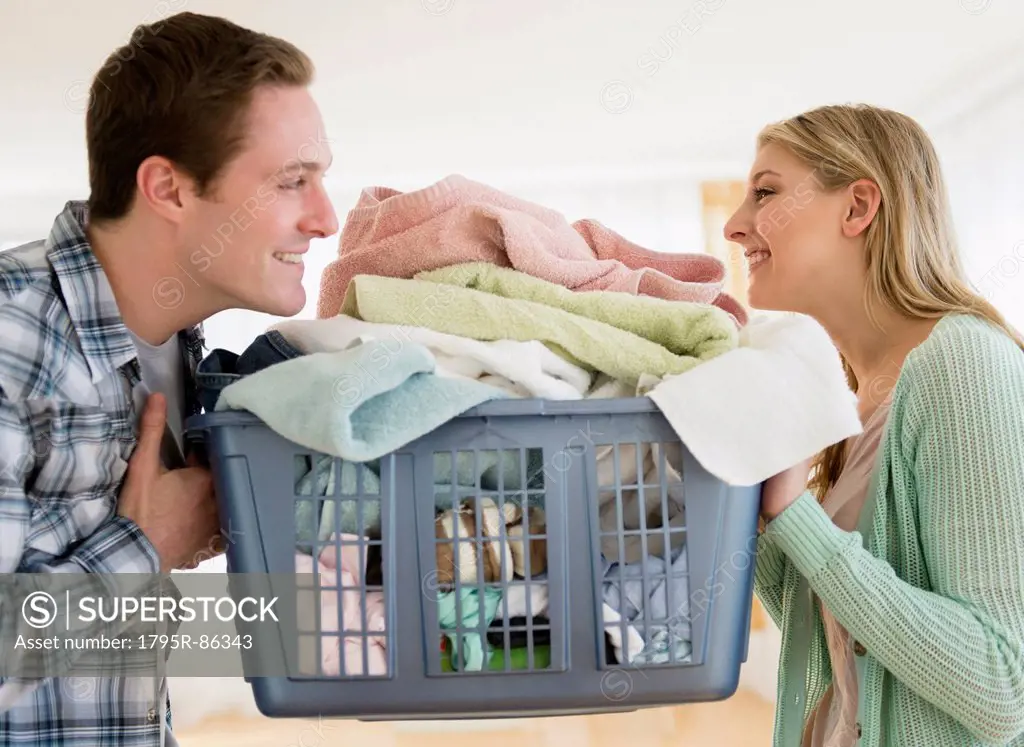 Couple doing laundry