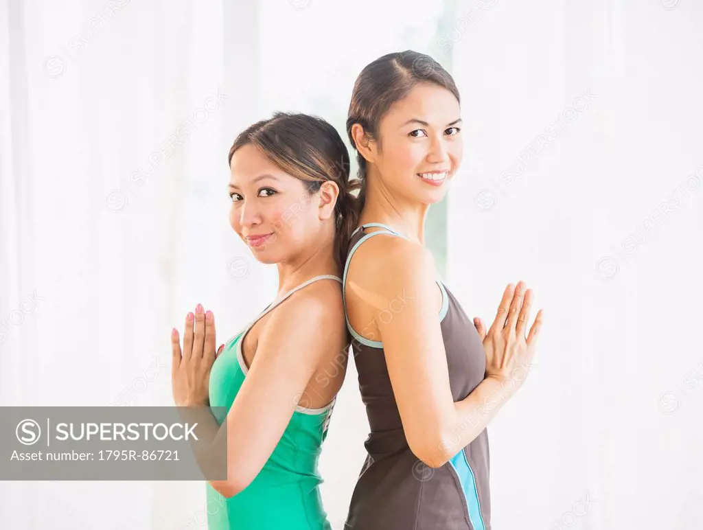 Portrait of two women on yoga class