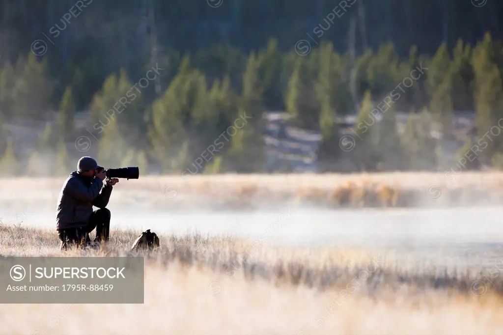 Man photographing nature
