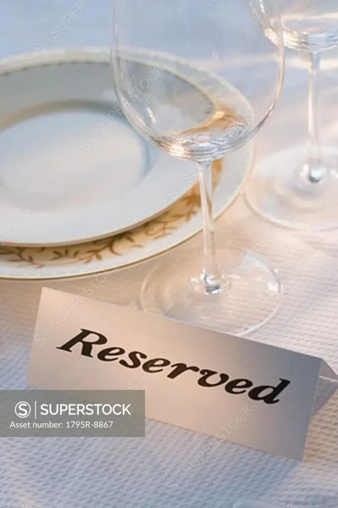 Reserved sign at place setting