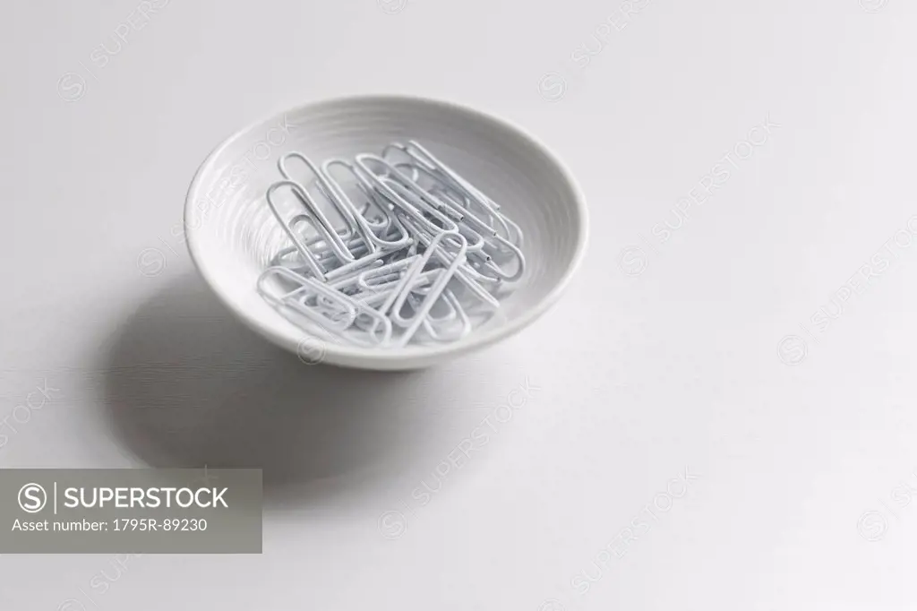 Paper clips in bowl