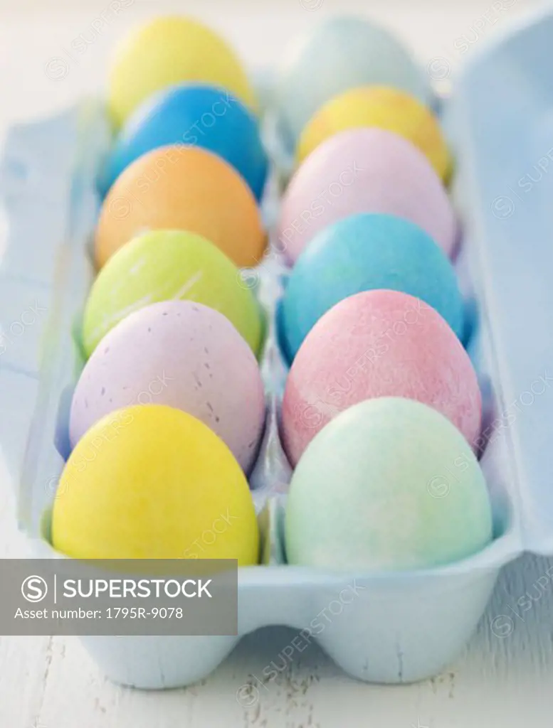 Closeup of colored Easter eggs