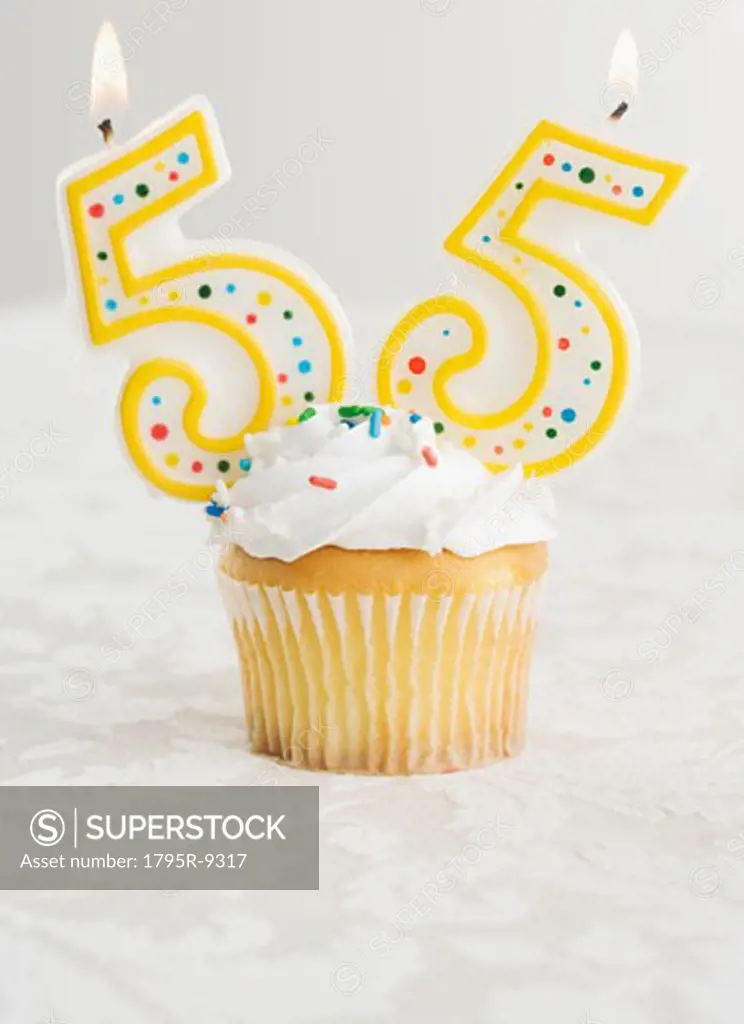 Special cupcake with candles for 55