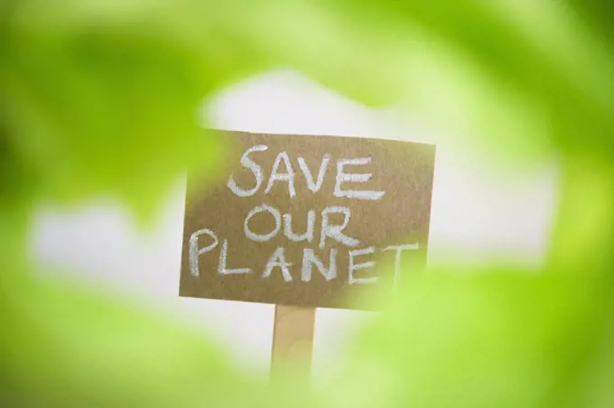 Placard reading save our planet