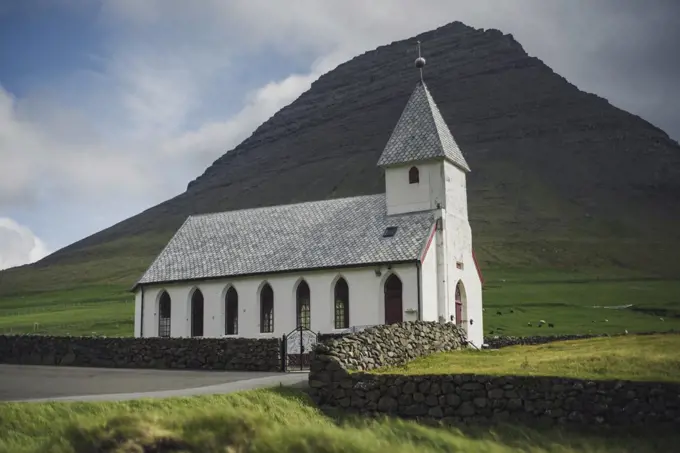 Denmark, Faroe Islands, Vidareidi, Exterior of church