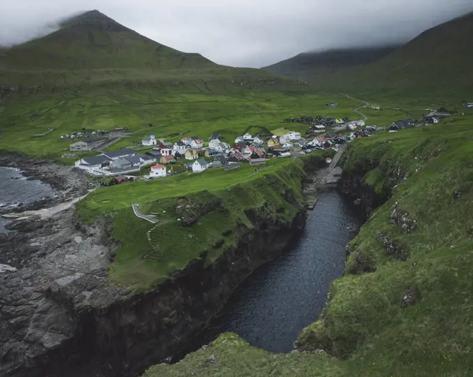 Denmark, Faroe Islands, GjÛgv, Village on coast