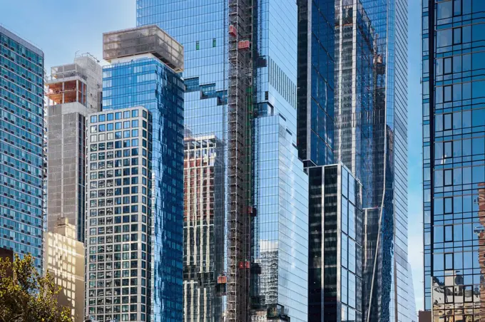 USA, New York, New York City, Skyscrapers at Hudson Yards